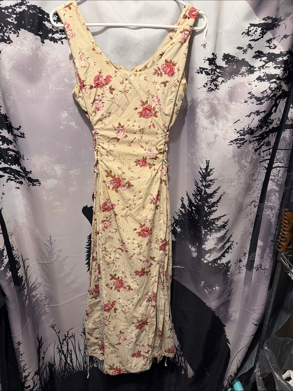 Floral Cream and Rose Maxi Dress